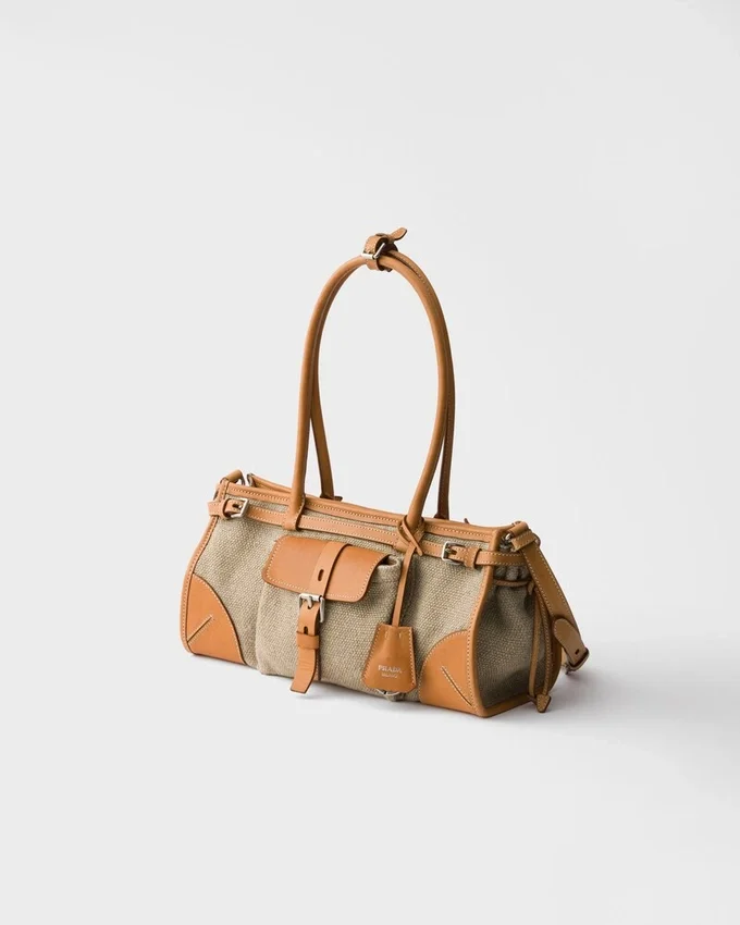 Bolso Prada Bonnie mediano de lino y cuero Bolso Prada Bonnie mediano de lino y cuero