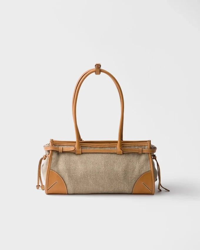 Bolso Prada Bonnie mediano de lino y cuero Bolso Prada Bonnie mediano de lino y cuero