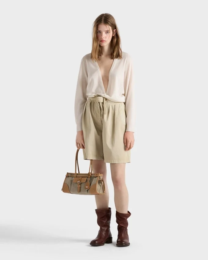 Bolso Prada Bonnie mediano de lino y cuero Bolso Prada Bonnie mediano de lino y cuero