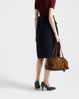 Bolso Prada Bowling mediano de gamuza