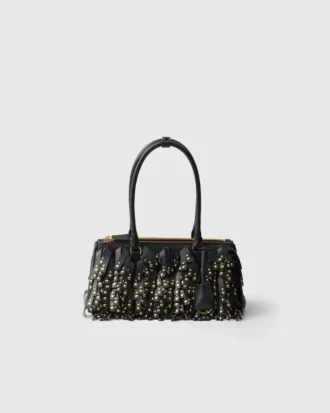Bolso Prada Galleria mediano de piel napa con flecos y tachuelas