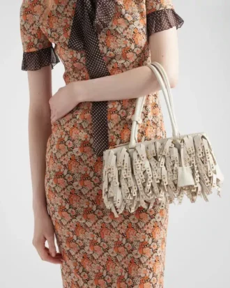 Bolso Prada Galleria mediano de piel napa con flecos y tachuelas