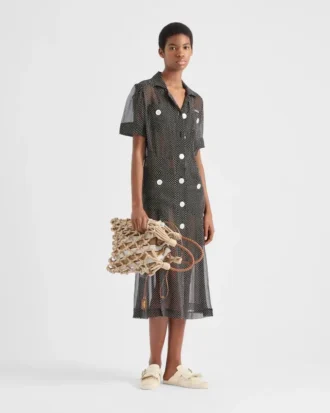 Bolso Prada Noua mediano de macramé de algodón Bolso Prada Noua mediano de macramé de algodón