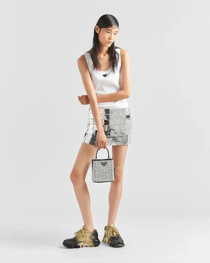 Bolso Prada Panier de satén con cristales Bolso Prada Panier de satén con cristales