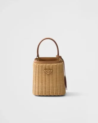 Bolso Prada Panier Mini de mimbre y cuero