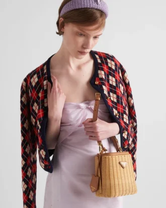 Bolso Prada Panier Mini de mimbre y cuero