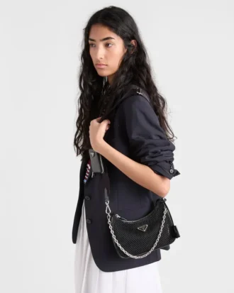 Bolso Prada Re-Edition 2005 de malla y piel cepillada