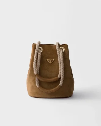 Bolso tipo cubo pequeño de gamuza Prada Mariner