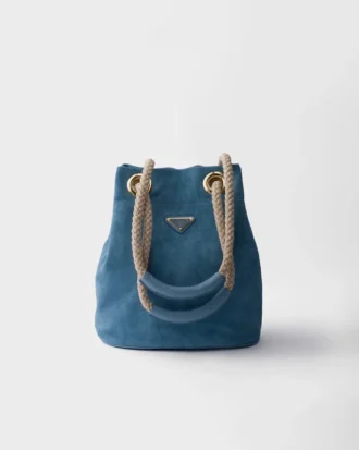 Bolso tipo cubo pequeño de gamuza Prada Mariner
