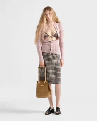 Bolso tipo cubo pequeño de gamuza Prada Mariner