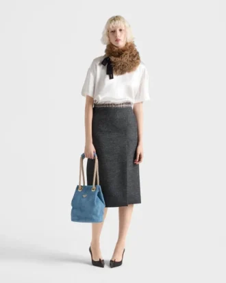 Bolso tipo cubo pequeño de gamuza Prada Mariner