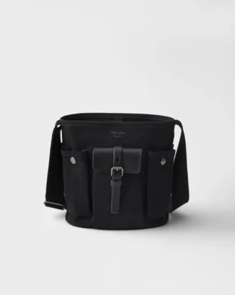 Bolso tipo cubo Prada Route Mini de lona y cuero