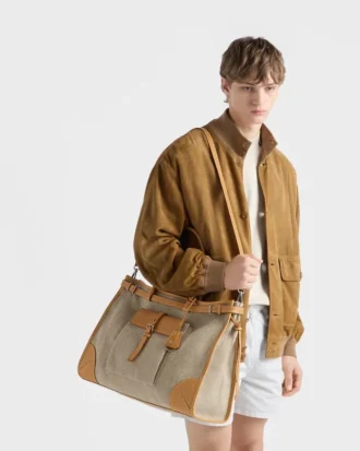Bolso tote de lino y cuero Prada Bonnie Bolso tote de lino y cuero Prada Bonnie