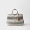 Bolso tote de lona a rayas Bolso tote de lona a rayas