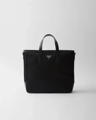Bolso tote de Re-Nylon y cuero Saffiano Bolso tote de Re-Nylon y cuero Saffiano