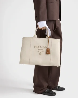 Bolso tote extragrande de mezcla de lino Prada Jardiniare