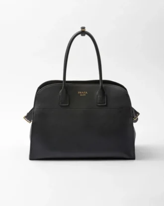Bolso tote grande de cuero con hebillas