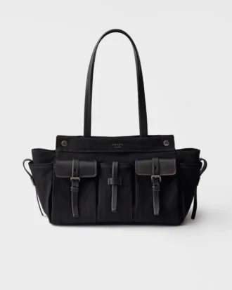 Bolso tote grande de lona y cuero Prada Route