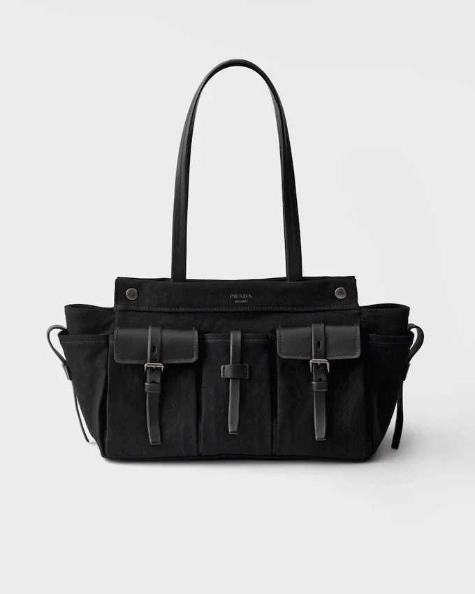 Bolso tote grande de lona y cuero Prada Route Bolso tote grande de lona y cuero Prada Route