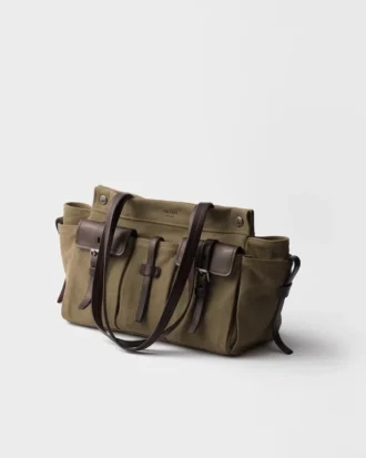 Bolso tote grande de lona y cuero Prada Route