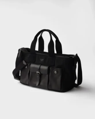 Bolso tote grande de lona y cuero Prada Route