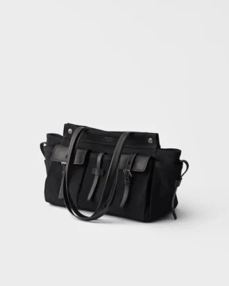 Bolso tote grande de lona y cuero Prada Route