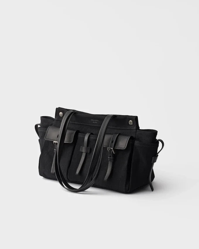 Bolso tote grande de lona y cuero Prada Route Bolso tote grande de lona y cuero Prada Route