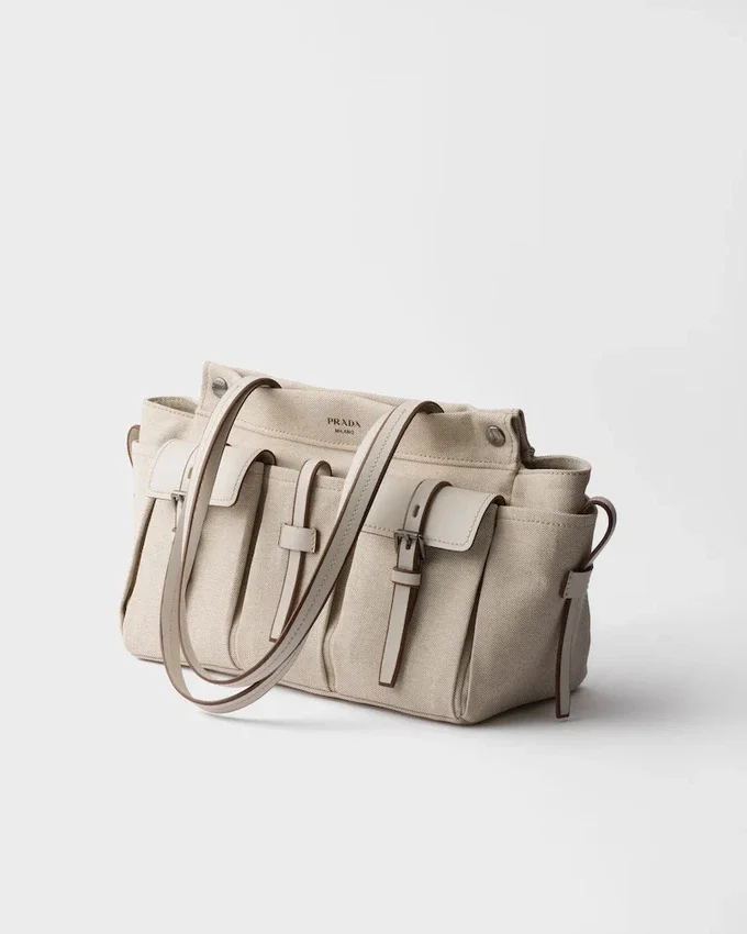 Bolso tote grande de lona y cuero Prada Route Bolso tote grande de lona y cuero Prada Route