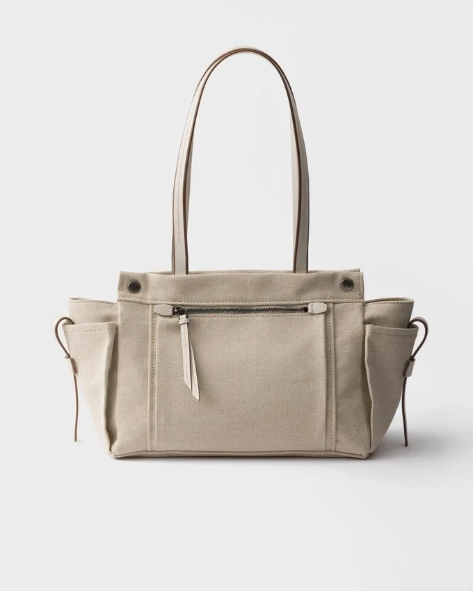 Bolso tote grande de lona y cuero Prada Route Bolso tote grande de lona y cuero Prada Route
