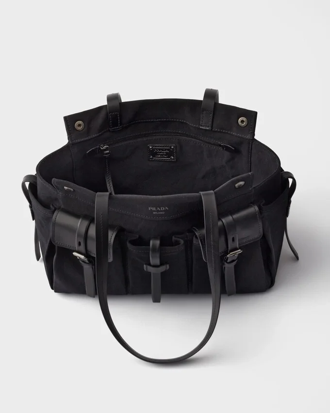 Bolso tote grande de lona y cuero Prada Route Bolso tote grande de lona y cuero Prada Route
