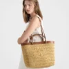 Bolso tote mediano de ganchillo y cuero Bolso tote mediano de ganchillo y cuero