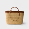 Bolso tote mediano de ganchillo y cuero Bolso tote mediano de ganchillo y cuero