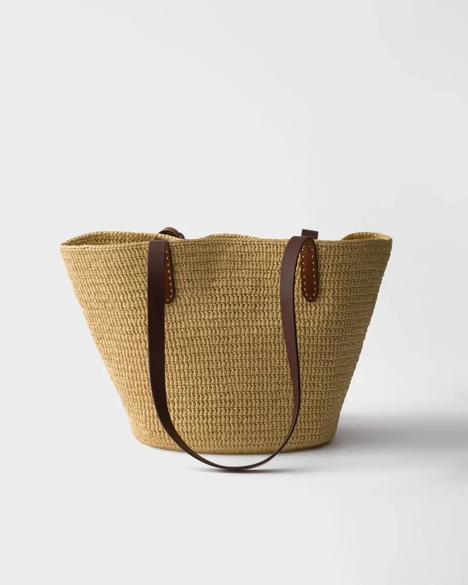 Bolso tote mediano de ganchillo y cuero Bolso tote mediano de ganchillo y cuero