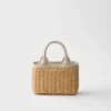 Bolso tote mini de mimbre y mezcla de lino