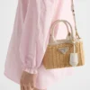 Bolso tote mini de mimbre y mezcla de lino