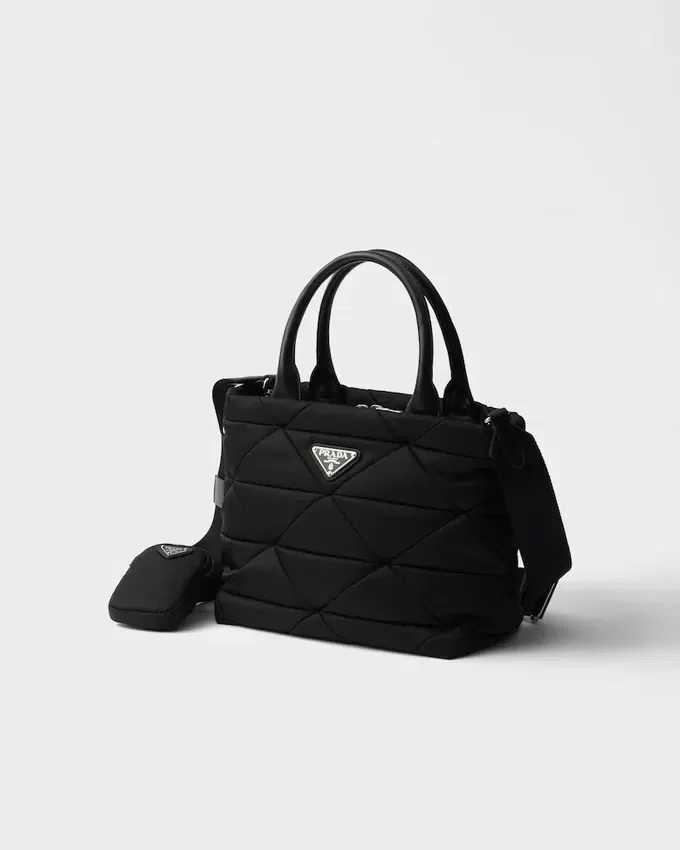 Bolso tote pequeño acolchado de Re-Nylon Bolso tote pequeño acolchado de Re-Nylon