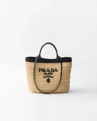 Bolso tote pequeño de crochet y cuero Bolso tote pequeño de crochet y cuero