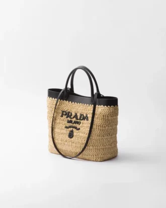 Bolso tote pequeño de crochet y cuero Bolso tote pequeño de crochet y cuero