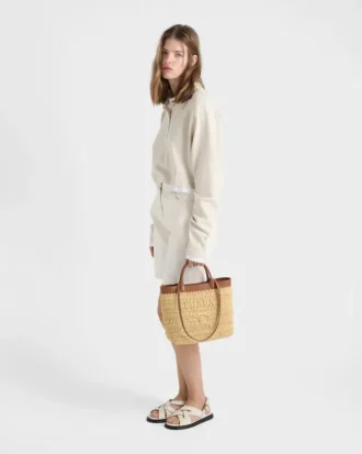 Bolso tote pequeño de crochet y cuero Bolso tote pequeño de crochet y cuero