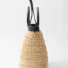 Bolso tote pequeño de crochet y cuero Bolso tote pequeño de crochet y cuero