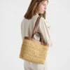 Bolso tote pequeño de crochet y cuero Bolso tote pequeño de crochet y cuero
