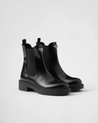 Botines Chelsea de cuero cepillado color Chocolate