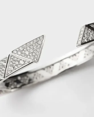 Brazalete Eternal Gold en oro blanco con diamantes pavé