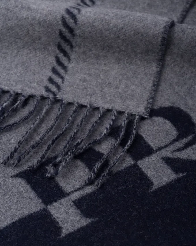 Bufanda pequeña de lana con logotipo en jacquard Bufanda pequeña de lana con logotipo en jacquard