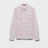 Camisa de algodón a cuadros con botones Camisa de algodón a cuadros con botones