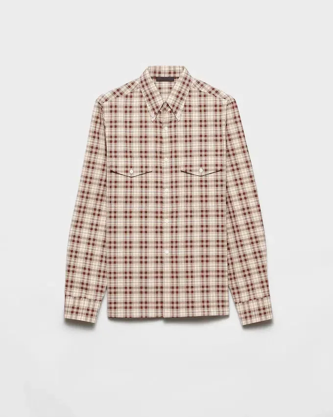 Camisa de algodón a cuadros con botones Camisa de algodón a cuadros con botones