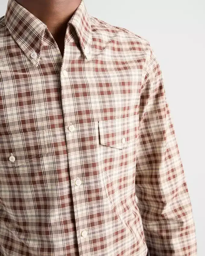 Camisa de algodón a cuadros con botones Camisa de algodón a cuadros con botones