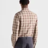 Camisa de algodón a cuadros con botones Camisa de algodón a cuadros con botones