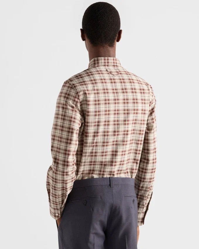 Camisa de algodón a cuadros con botones Camisa de algodón a cuadros con botones