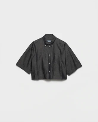 Camisa de chambray de manga corta
